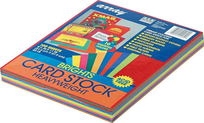 Array Card Stock Pacon 101169 Array Card Stock, 65 lb., Letter, Assorted Bright Colors, 100 Sheets/Pack - Image 2